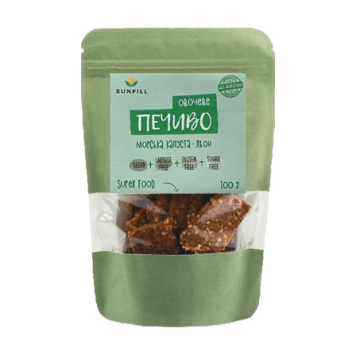Овочеве печиво з морською капустою та льоном 100 г